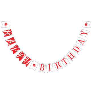 HAPPY BIRTHDAY Chic Red And White Bunting