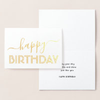 Happy Birthday Chic Script Minimal Glam Gold Real