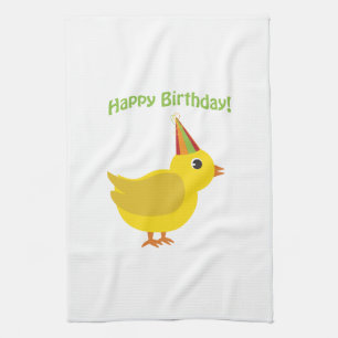 Happy Birthday! chick Tea Towel