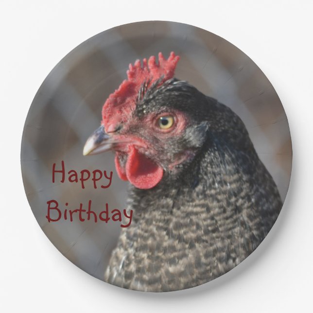 Happy Birthday Chicken Paper Plate (Front)