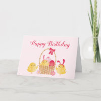 Happy Birthday Chicks Bunny Ears Pink