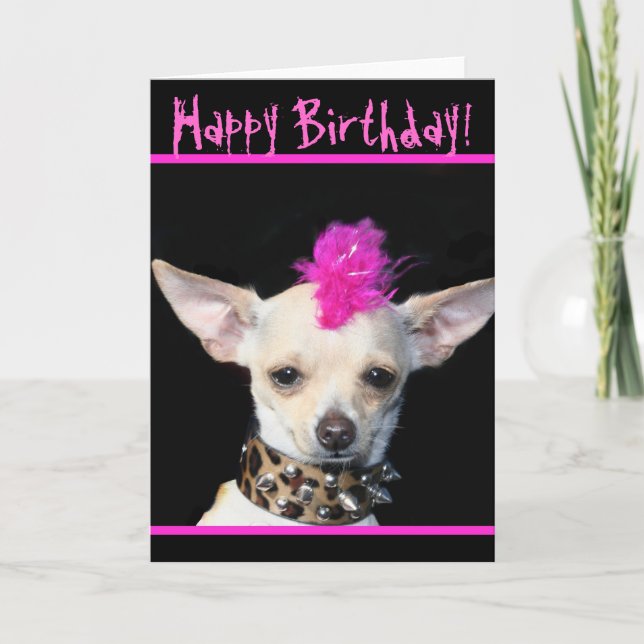 Happy Birthday Chihuahua Punk greeting card (Front)