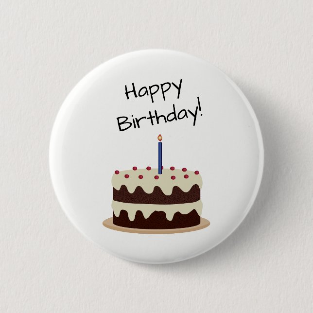 Happy Birthday Chocolate and Vanilla Cake 6 Cm Round Badge (Front)