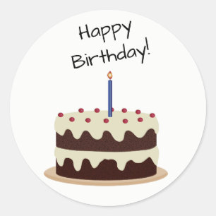 Happy Birthday Chocolate and Vanilla Cake Sticker