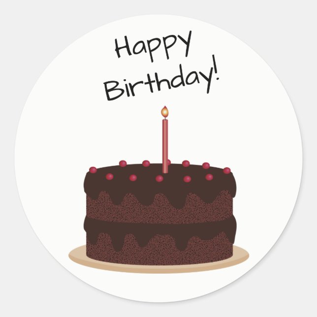 Happy Birthday Chocolate Cake Round Sticker (Front)