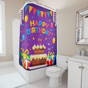Happy Birthday Chocolate Cake Shower Curtain