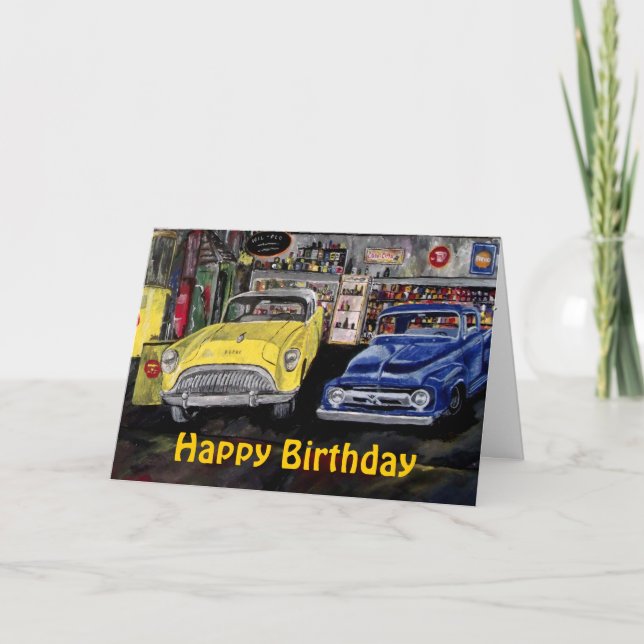 Happy Birthday Classic Car Card (Front)