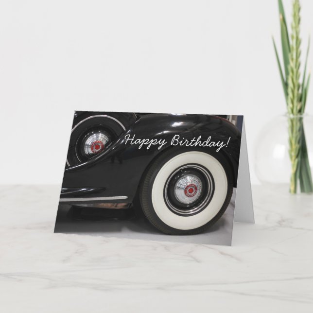 Happy Birthday Classic Packard car greeting card (Front)