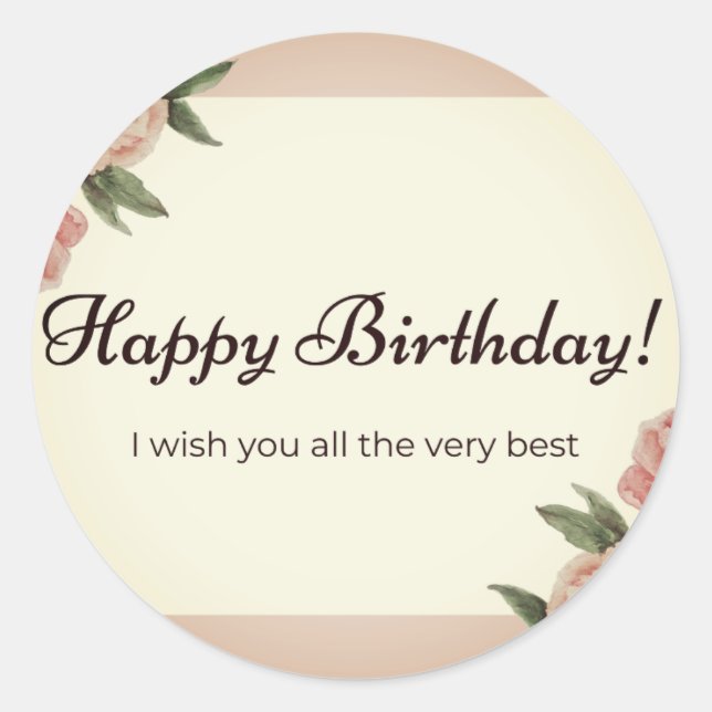  Happy Birthday   Classic Round Sticker (Front)