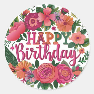 Happy Birthday  Classic Round Sticker