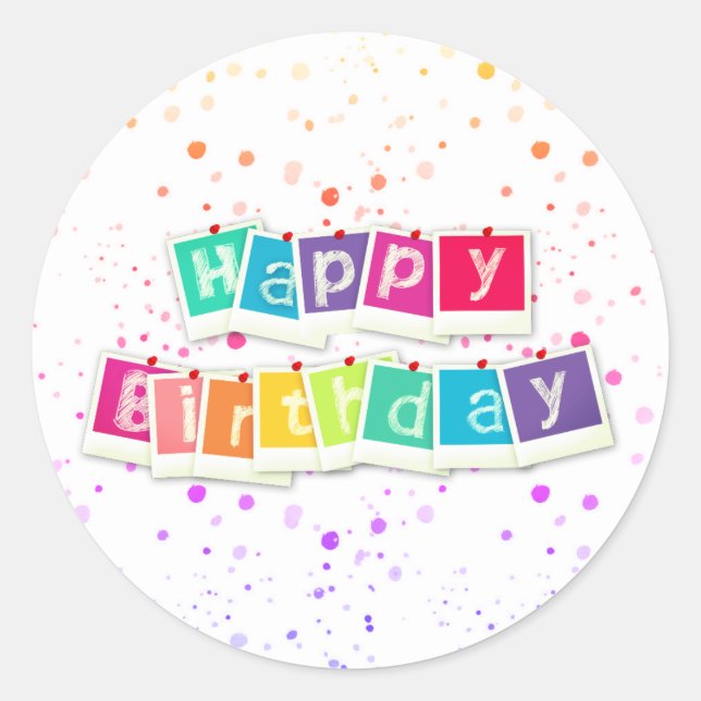 Happy birthday classic round sticker (Front)