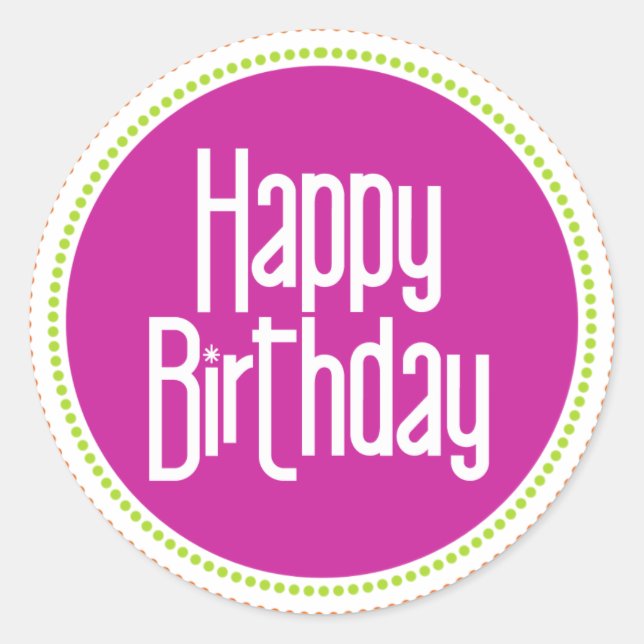Happy Birthday Classic Round Sticker (Front)