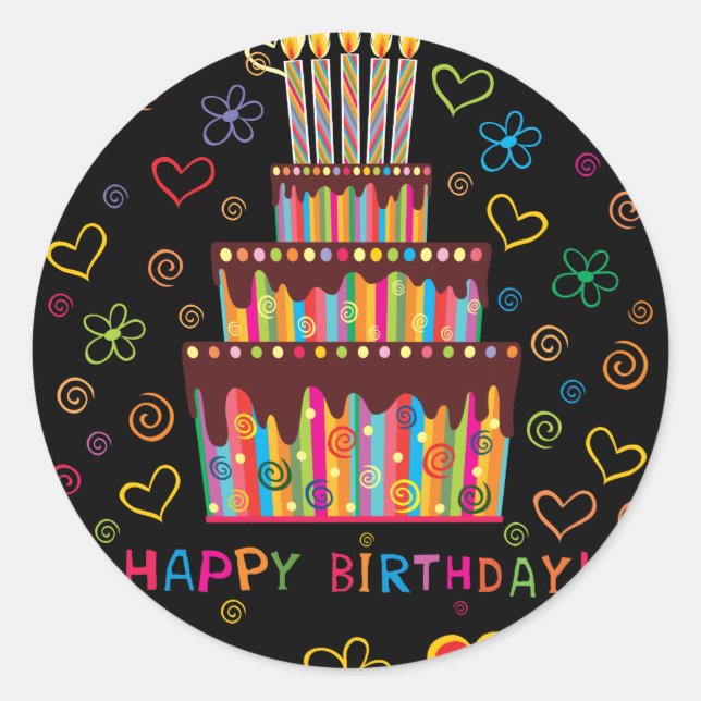 Happy Birthday Classic Round Sticker (Front)