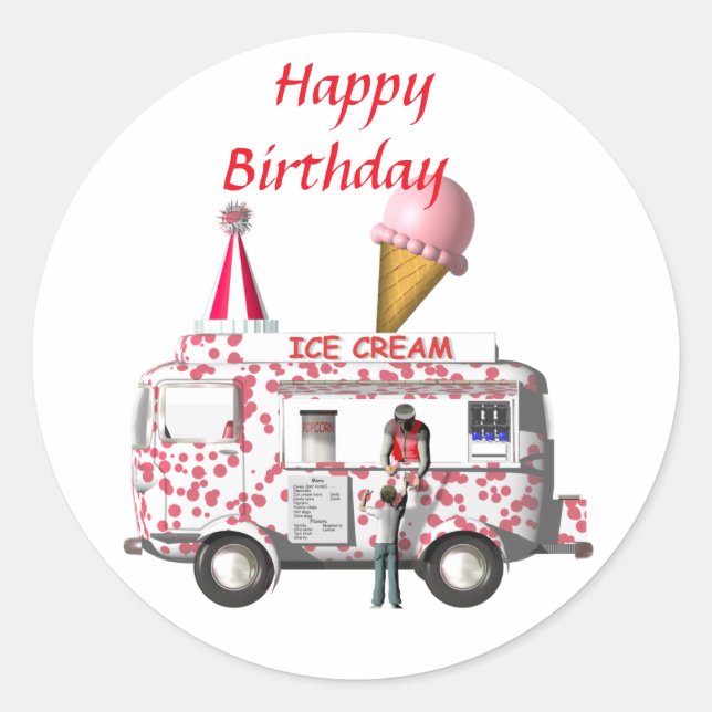 Happy Birthday Classic Round Sticker (Front)