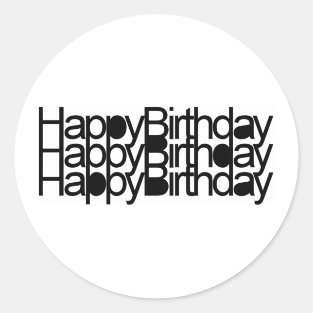 happy birthday classic round sticker (Front)