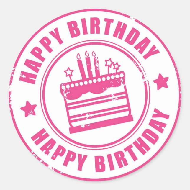Happy Birthday Classic Round Sticker (Front)