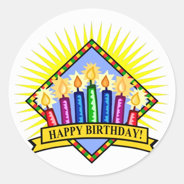 Happy Birthday Classic Round Sticker (Front)