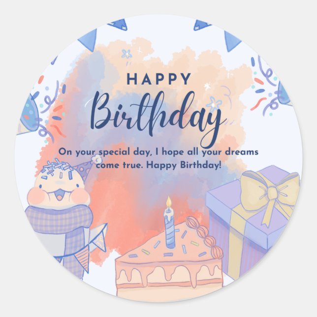 Happy Birthday  Classic Round Sticker (Front)