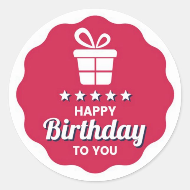 Happy Birthday Classic Round Sticker (Front)