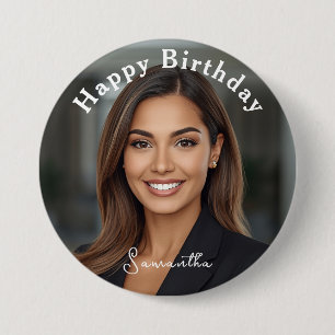 Happy Birthday Classic Simple Custom Cute Photo 7.5 Cm Round Badge