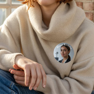 Happy Birthday Classic Simple Custom Cute Photo 7.5 Cm Round Badge