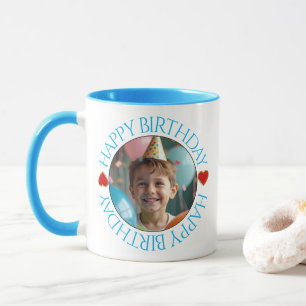 Happy Birthday   Classic Simple Custom Photo Round Mug