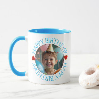 Happy Birthday | Classic Simple Custom Photo Round Mug