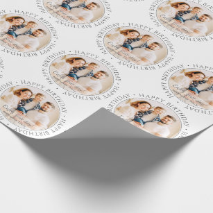 Happy Birthday   Classic Simple Custom Photo Wrapping Paper