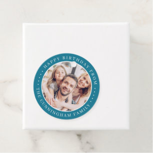 Happy Birthday Classic Simple Family Photo Favour Tags