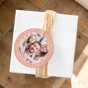 Happy Birthday Classic Simple Family Photo Favour Tags