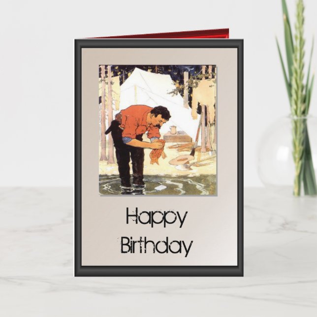 Happy Birthday - Cleaning a fish for supper Card (Front)