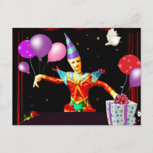 happy birthday clown1 postcard