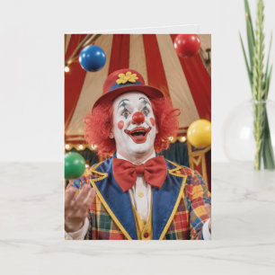Happy Birthday Clown Juggling Colourful Balls Card