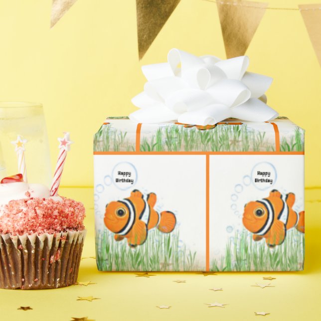 Happy Birthday Clownfish Wrapping Paper (Birthday Party)
