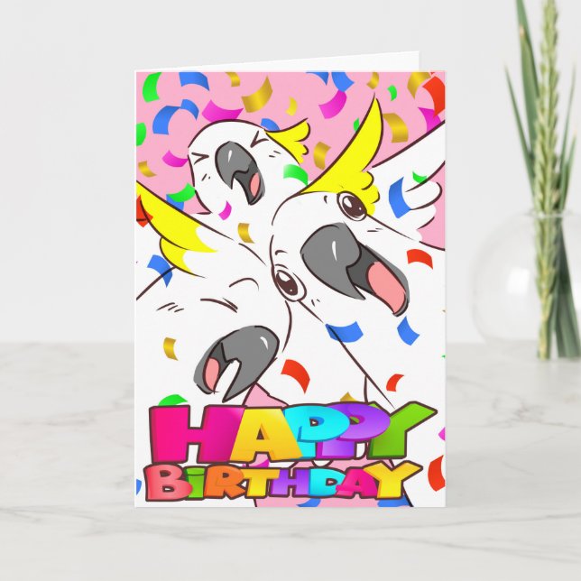 Happy Birthday Cockatoo Holiday Card (Front)