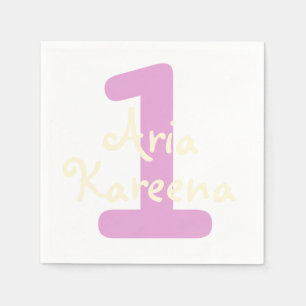 Happy Birthday Cocktail Napkin Beige Pink