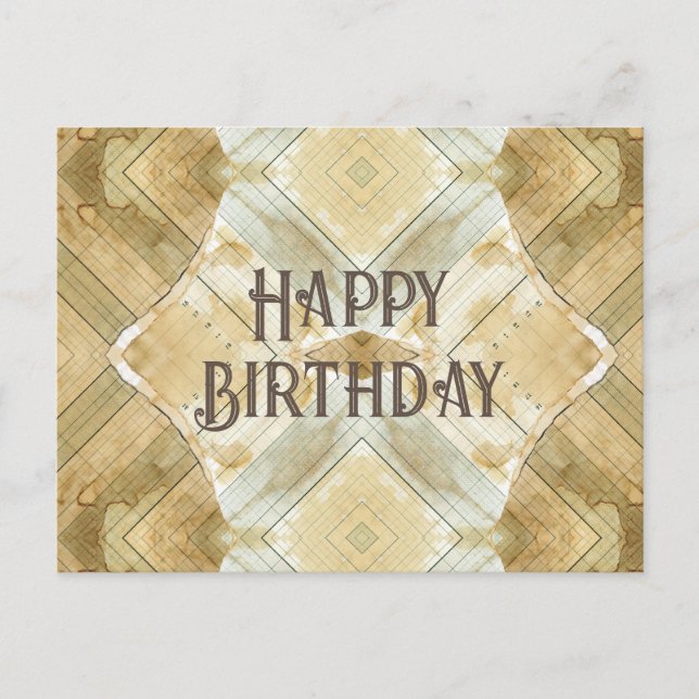 Happy Birthday Coffee stained ledger Postcard (Front)