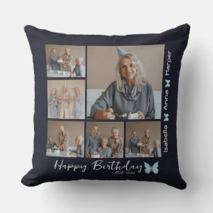 Happy Birthday Collage Photo Throw Pillow