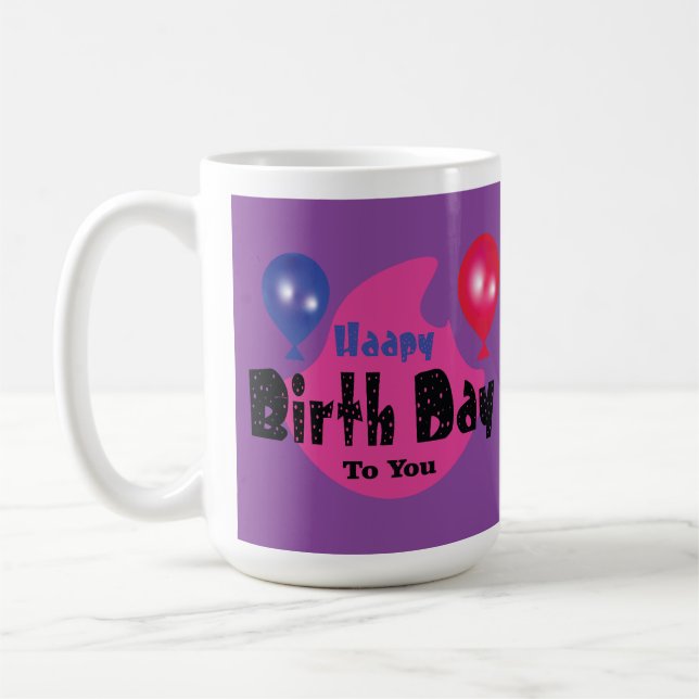 Happy Birthday – Colorful Celebration Party Design Coffee Mug (Left)