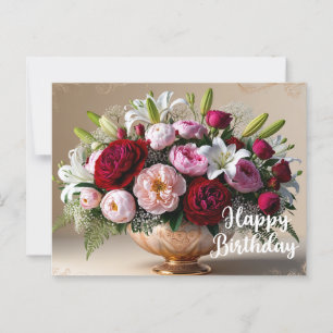 Happy Birthday Colorful Floral Bouquet  Postcard