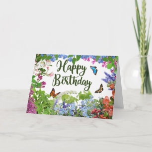 Happy Birthday Colorful Flowers Floral Garden Card