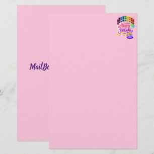 Happy Birthday Colorful Pink Purple Stationery