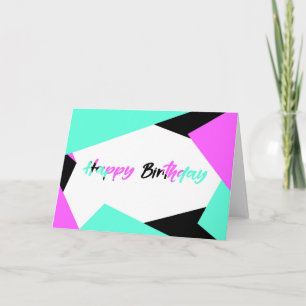 Happy Birthday Colour-Blocking Card Black Teal