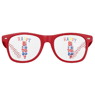 Happy Birthday Colour Remix Party Retro Sunglasses