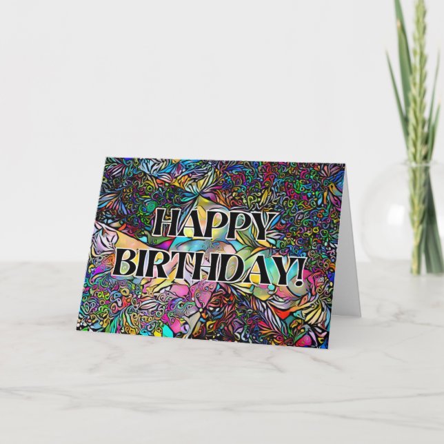 Happy Birthday! Colourful Abstract Pattern Card (Front)