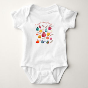 Happy Birthday Colourful Art Pumpkins T-shirt Baby Bodysuit