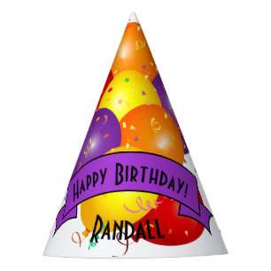 Happy Birthday Colourful Balloon Bundle Template Party Hat