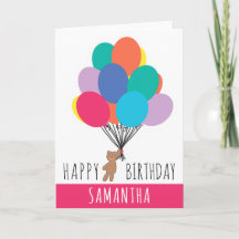 Happy Birthday Colourful Balloon Teddy Bear Name