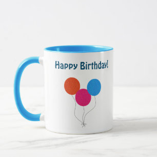 Happy Birthday Colourful Balloons Cartoon Mug