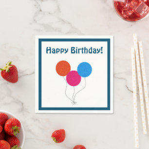Happy Birthday Colourful Balloons Cartoon Napkin